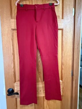 Women's Tailored Red Straight-Leg Trousers